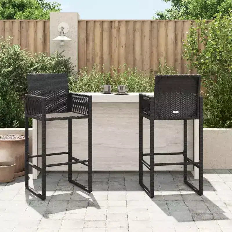 vidaXL Tabouret de bar de jardin, résine tressée, acier laqué, 100 % polyester