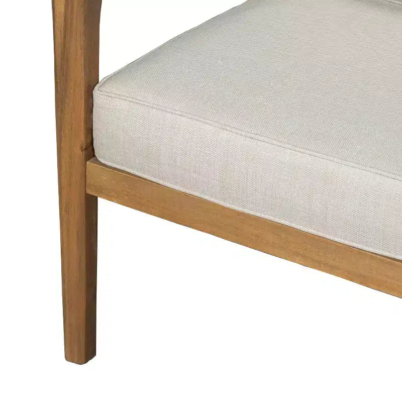 Ensemble de 2 chaises de club d'extérieur en bois d'acacia avec coussins, teck+beige - ModernLuxe