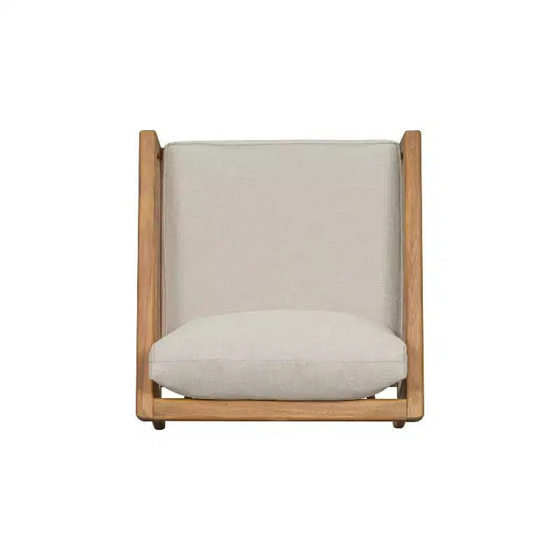 Ensemble de 2 chaises de club d'extérieur en bois d'acacia avec coussins, teck+beige - ModernLuxe