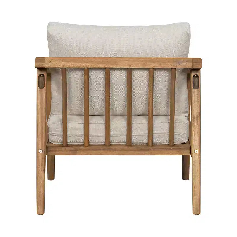 Ensemble de 2 chaises de club d'extérieur en bois d'acacia avec coussins, teck+beige - ModernLuxe