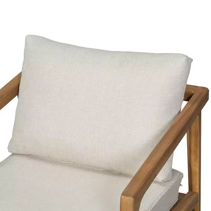 Ensemble de 2 chaises de club d'extérieur en bois d'acacia avec coussins, teck+beige - ModernLuxe