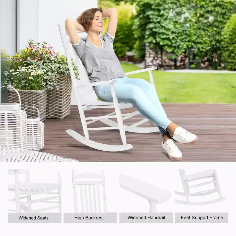 Karl Home | Chaises à bascule de patio en bois massif tourné (lot de 2)