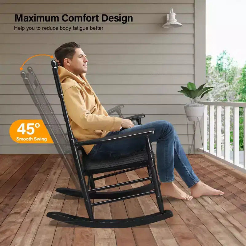 Karl Home | Chaises à bascule de patio en bois massif tourné (lot de 2)