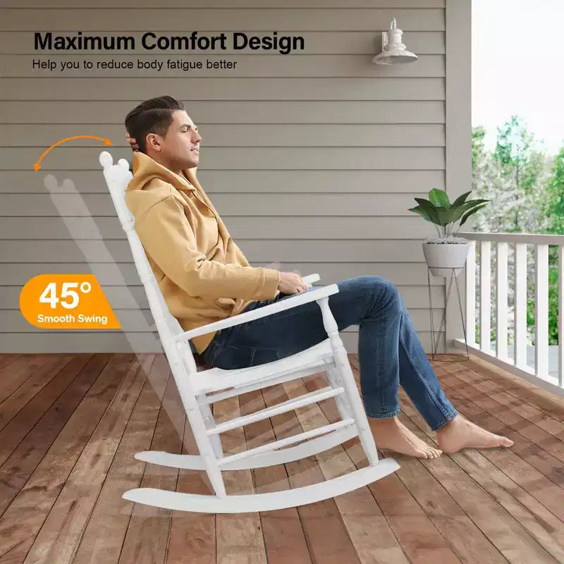 Karl Home | Chaises à bascule de patio en bois massif tourné (lot de 2)