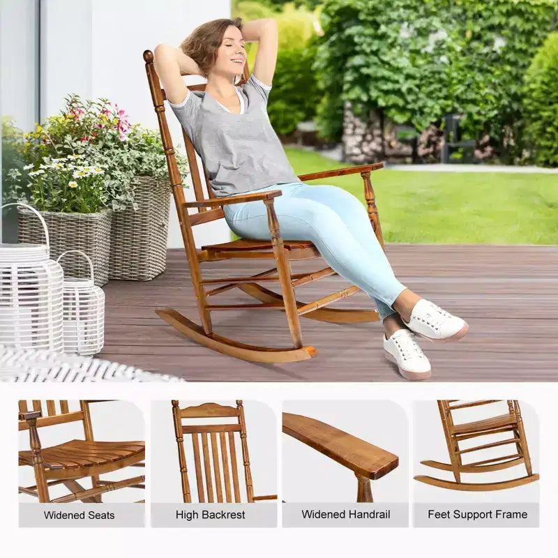 Karl Home | Chaises à bascule de patio en bois massif tourné (lot de 2)