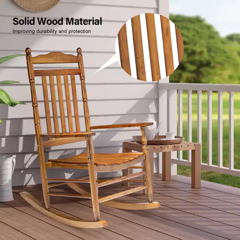 Karl Home | Chaises à bascule de patio en bois massif tourné (lot de 2)
