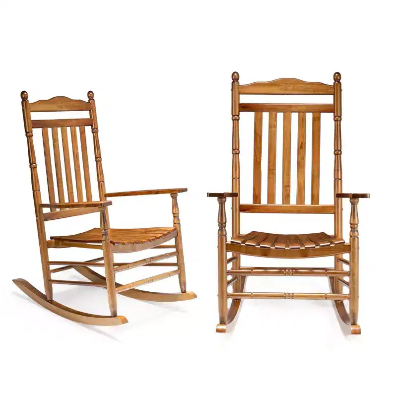 Karl Home | Chaises à bascule de patio en bois massif tourné (lot de 2)