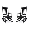 Karl Home | Lathe-Turned Solid Wood Patio Rocking Chairs (Set of 2)