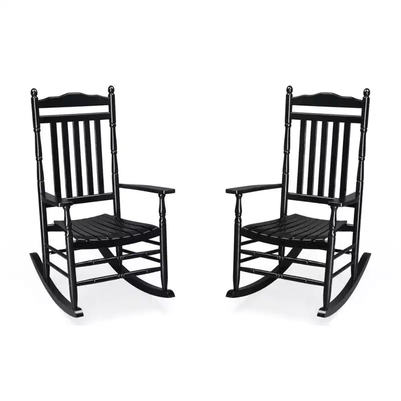 Karl Home | Lathe-Turned Solid Wood Patio Rocking Chairs (Set of 2)