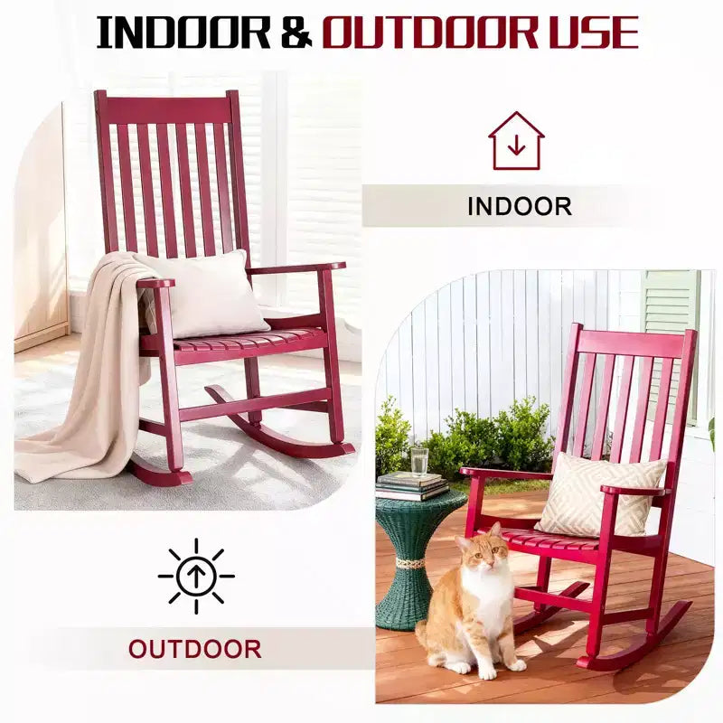 Karl Home | Fauteuils à bascule de terrasse en bois massif (Lot de 2)