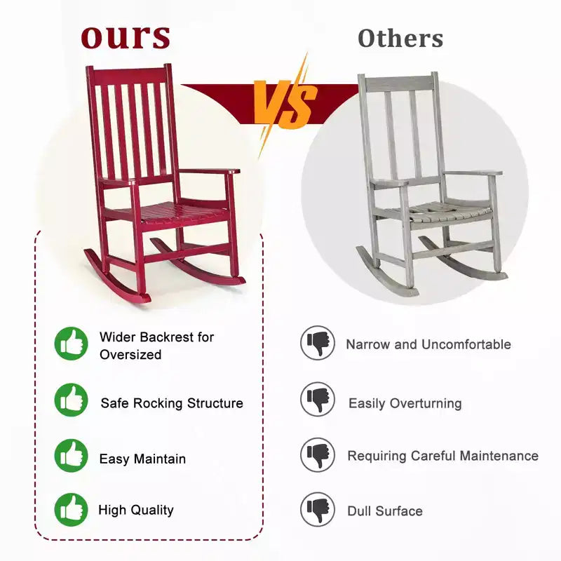 Karl Home | Fauteuils à bascule de terrasse en bois massif (Lot de 2)
