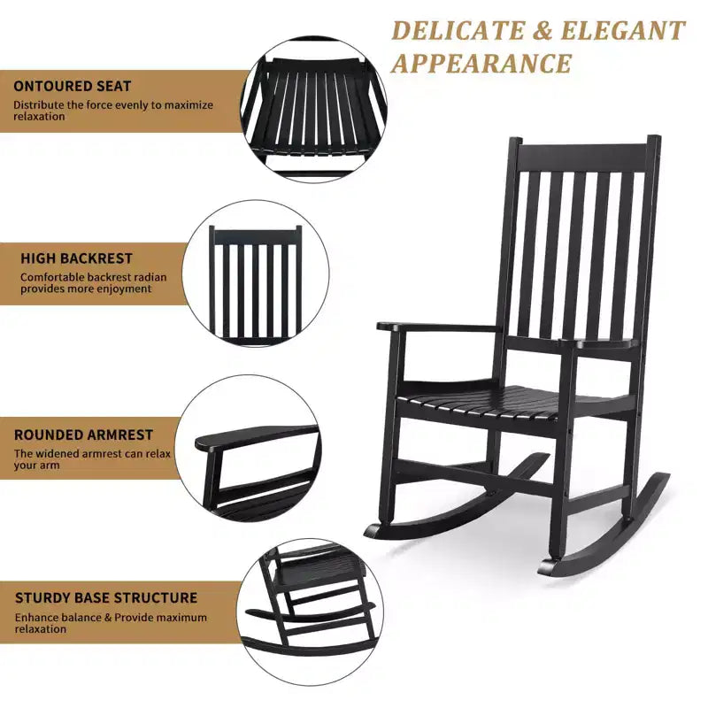 Karl Home | Fauteuils à bascule de terrasse en bois massif (Lot de 2)