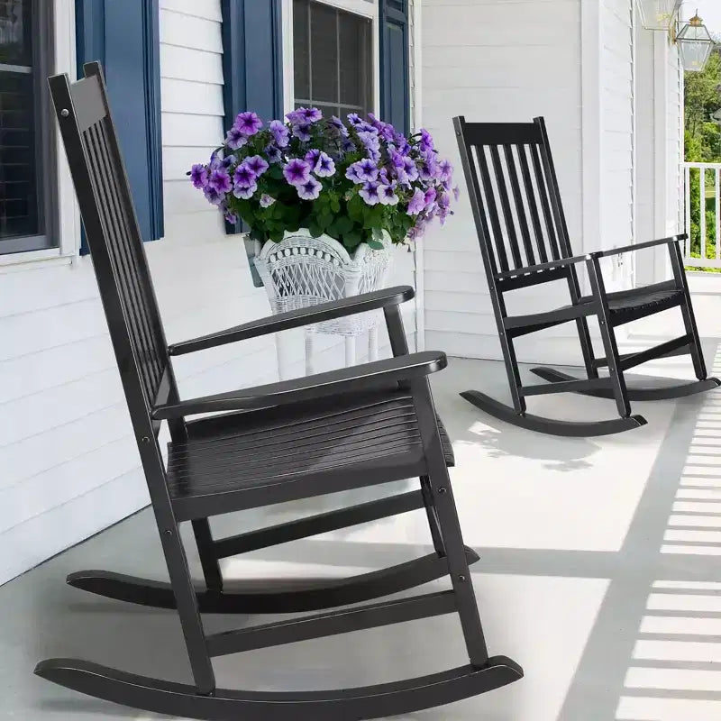 Karl Home | Fauteuils à bascule de terrasse en bois massif (Lot de 2)