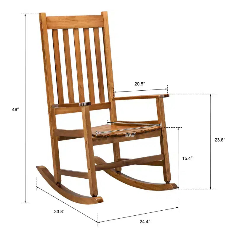 Karl Home | Fauteuils à bascule de terrasse en bois massif (Lot de 2)