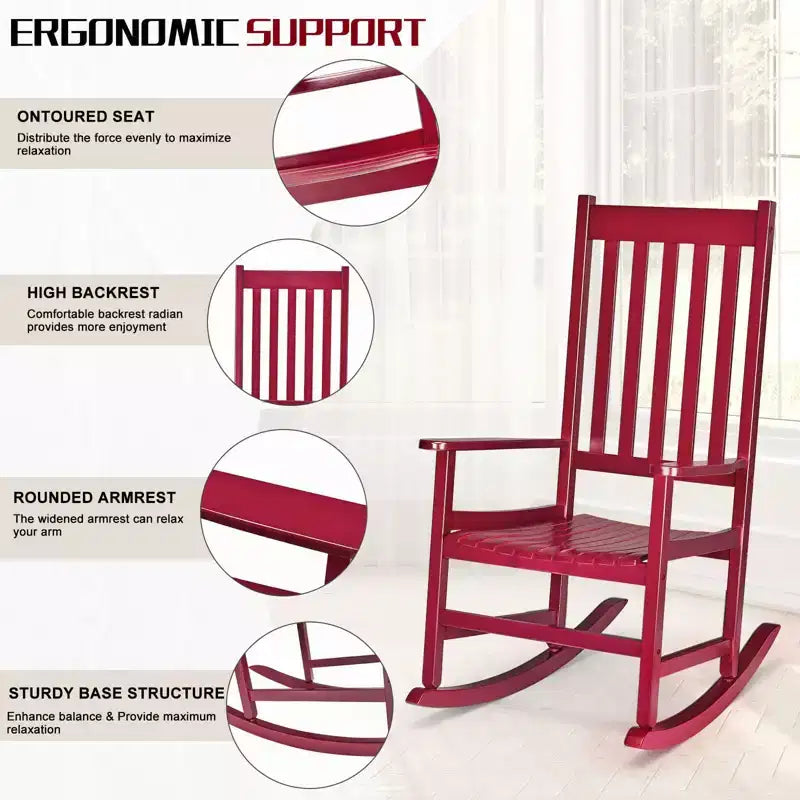 Karl Home | Fauteuils à bascule de terrasse en bois massif (Lot de 2)