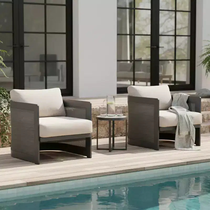 Chaises club rembourrées Christopher Knight Home Kamal modernes en aluminium et oléfine avec coussin pour patio