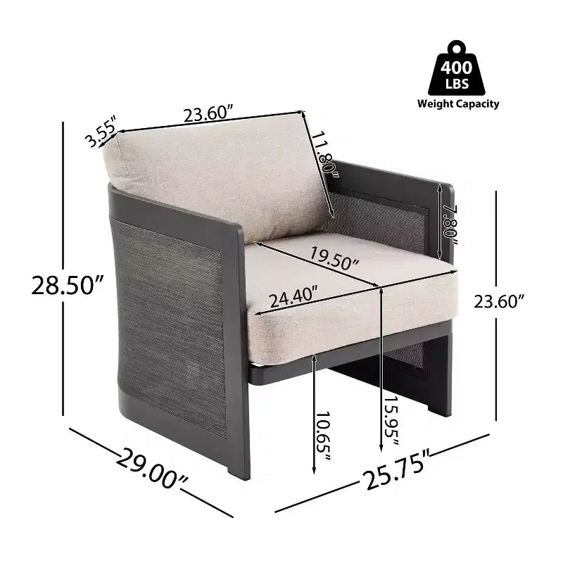 Chaises club rembourrées Christopher Knight Home Kamal modernes en aluminium et oléfine avec coussin pour patio