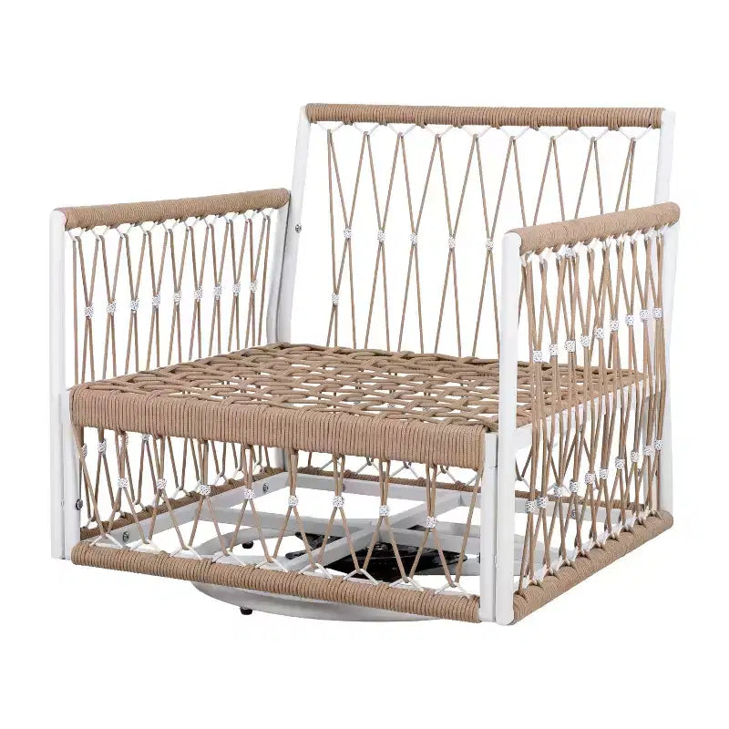 Lot de 2 chaises longues d'extérieur pivotantes à 360° pour patio, fauteuil bohème avec coussin imperméable et cadre résistant aux intempéries -ModernLuxe