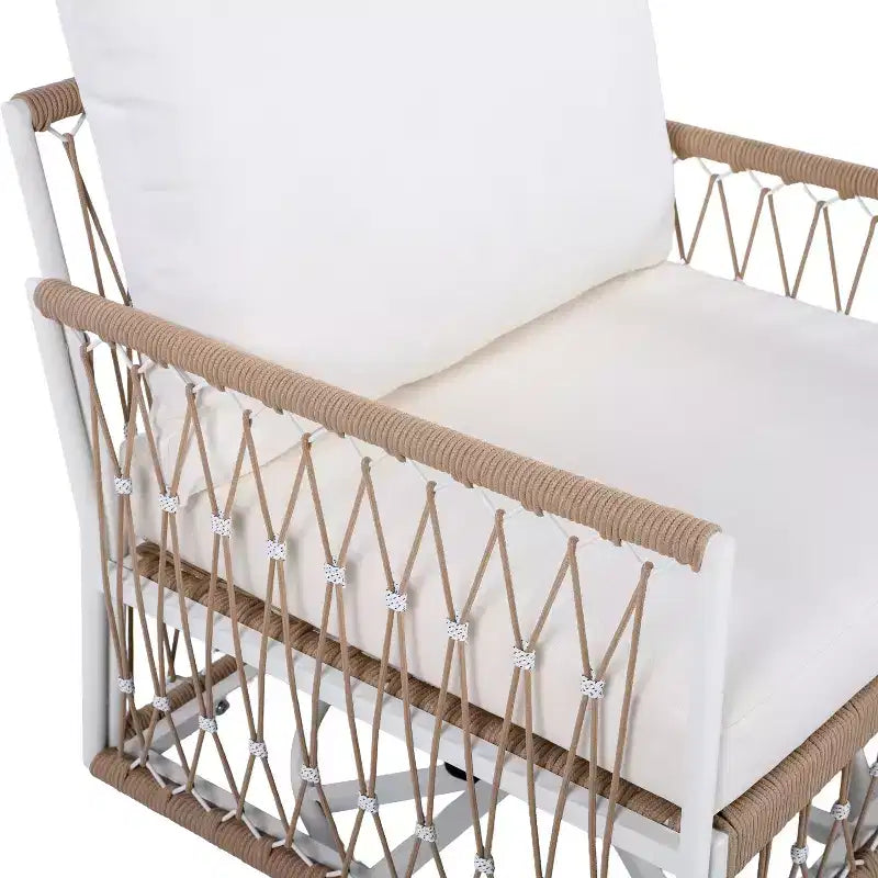 Lot de 2 chaises longues d'extérieur pivotantes à 360° pour patio, fauteuil bohème avec coussin imperméable et cadre résistant aux intempéries -ModernLuxe
