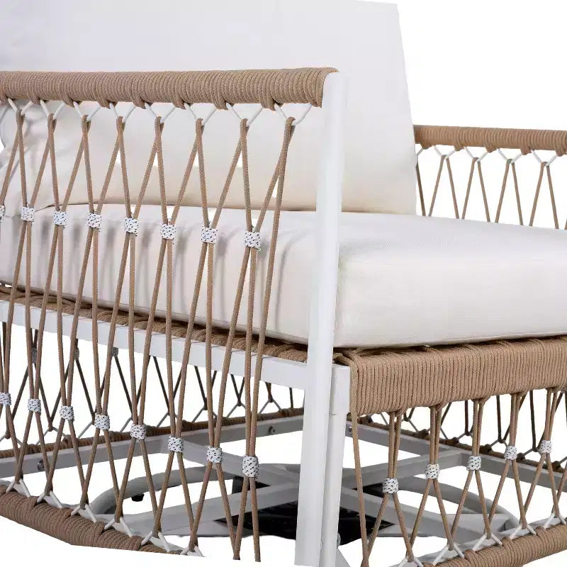 Lot de 2 chaises longues d'extérieur pivotantes à 360° pour patio, fauteuil bohème avec coussin imperméable et cadre résistant aux intempéries -ModernLuxe