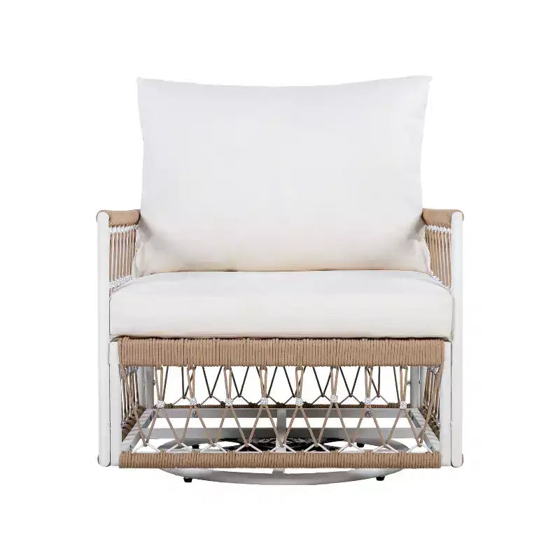 Lot de 2 chaises longues d'extérieur pivotantes à 360° pour patio, fauteuil bohème avec coussin imperméable et cadre résistant aux intempéries -ModernLuxe