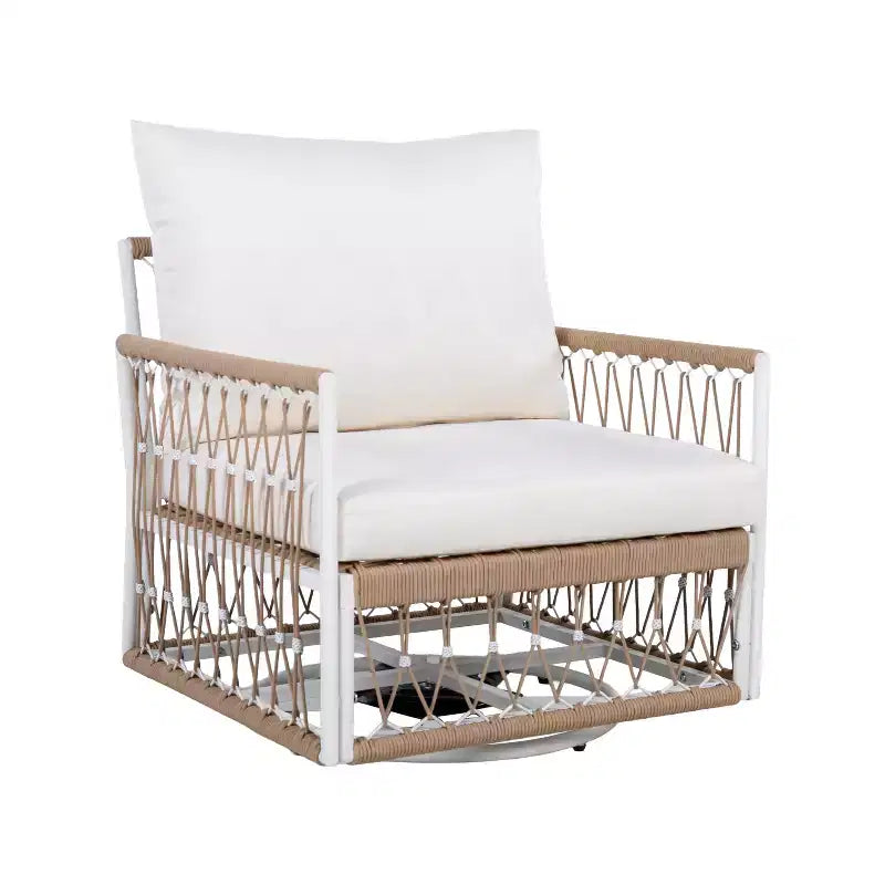 Lot de 2 chaises longues d'extérieur pivotantes à 360° pour patio, fauteuil bohème avec coussin imperméable et cadre résistant aux intempéries -ModernLuxe
