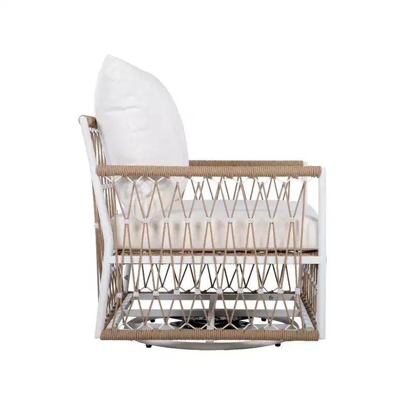 Lot de 2 chaises longues d'extérieur pivotantes à 360° pour patio, fauteuil bohème avec coussin imperméable et cadre résistant aux intempéries -ModernLuxe