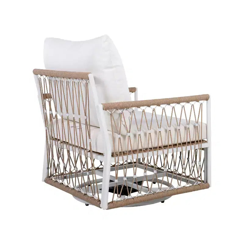 Lot de 2 chaises longues d'extérieur pivotantes à 360° pour patio, fauteuil bohème avec coussin imperméable et cadre résistant aux intempéries -ModernLuxe