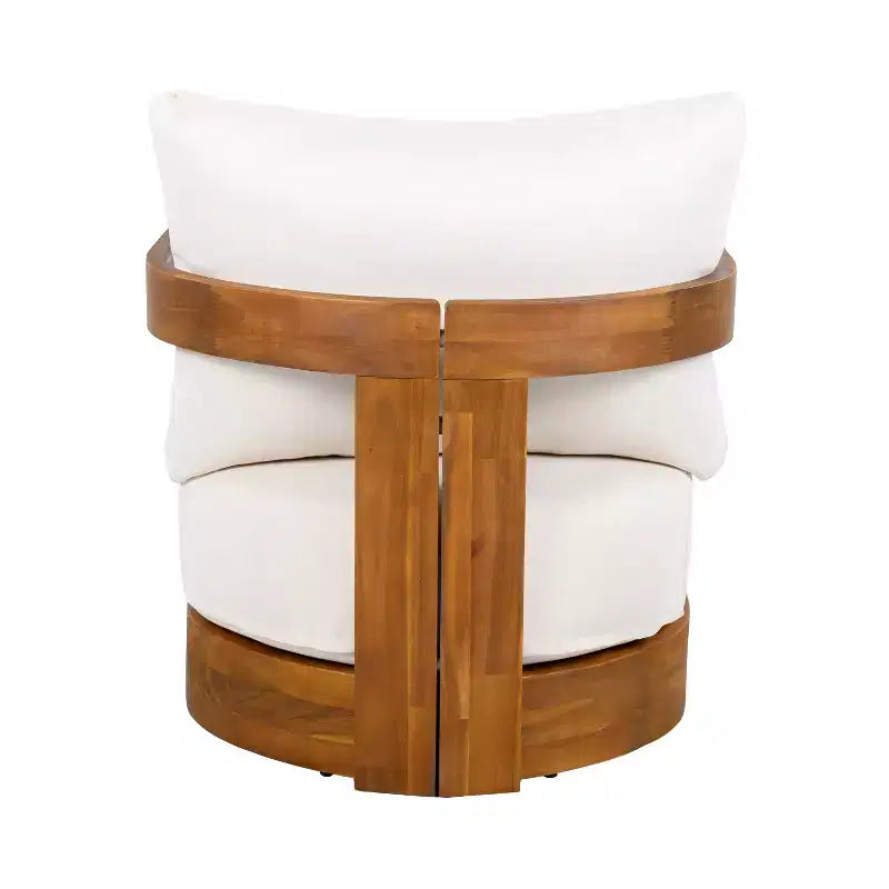 Fauteuil de jardin haut de gamme en bois d'acacia avec design incurvé, coussins résistants à l'eau, pour terrasse