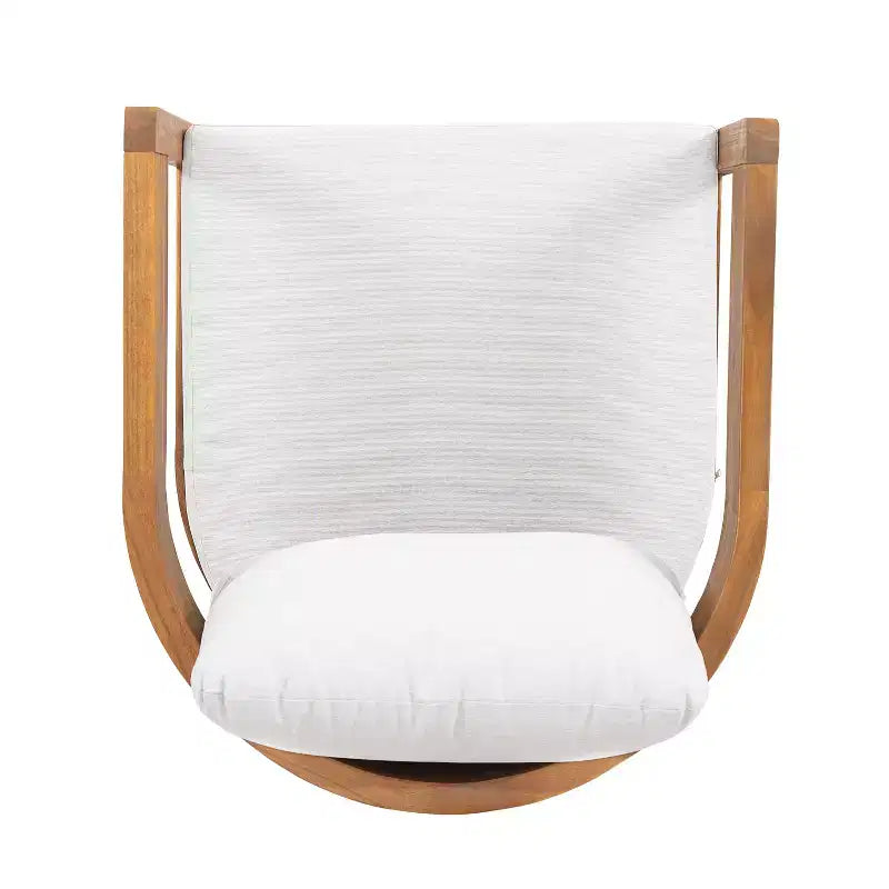 Fauteuil d'appoint pivotant d'extérieur ModernLuxe, fauteuil de jardin avec coussins épais, fauteuil pivotant moderne, cadre en bois d'acacia