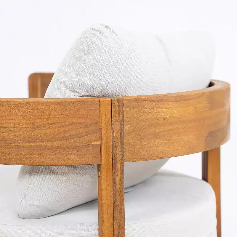 Fauteuil d'appoint pivotant d'extérieur ModernLuxe, fauteuil de jardin avec coussins épais, fauteuil pivotant moderne, cadre en bois d'acacia