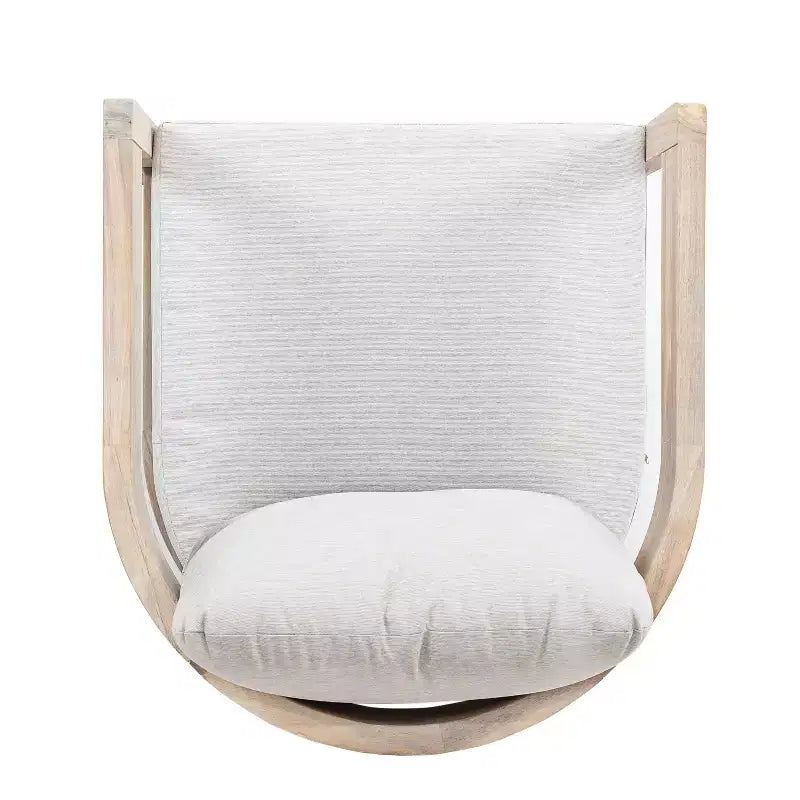 Fauteuil d'appoint pivotant d'extérieur ModernLuxe, fauteuil de jardin avec coussins épais, fauteuil pivotant moderne, cadre en bois d'acacia