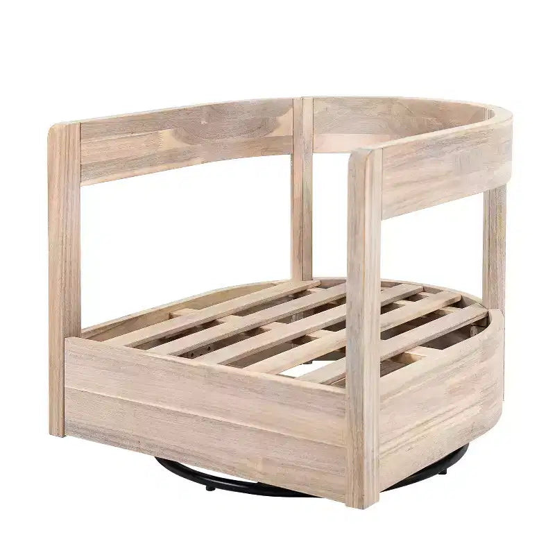Fauteuil d'appoint pivotant d'extérieur ModernLuxe, fauteuil de jardin avec coussins épais, fauteuil pivotant moderne, cadre en bois d'acacia