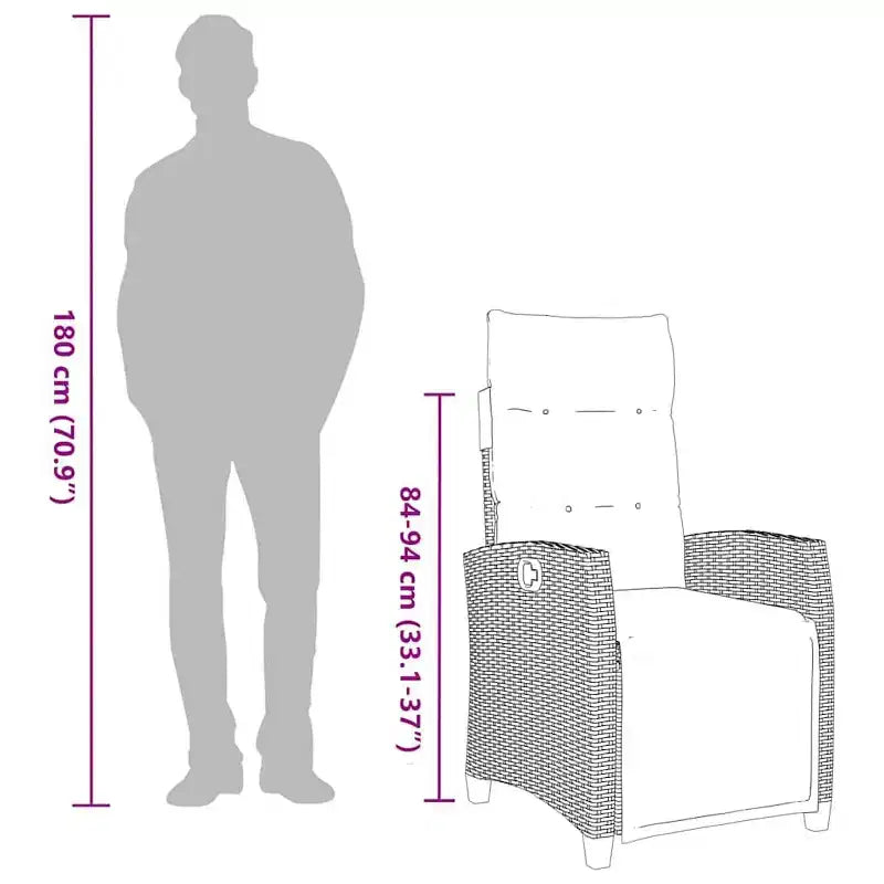 Chaise de jardin inclinable vidaXL en résine tressée avec table d'appoint