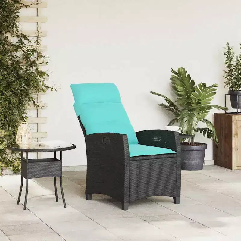 Chaise de jardin inclinable vidaXL en résine tressée avec table d'appoint