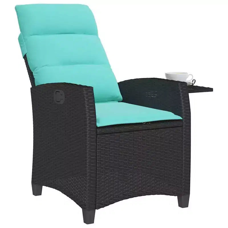 Chaise de jardin inclinable vidaXL en résine tressée avec table d'appoint