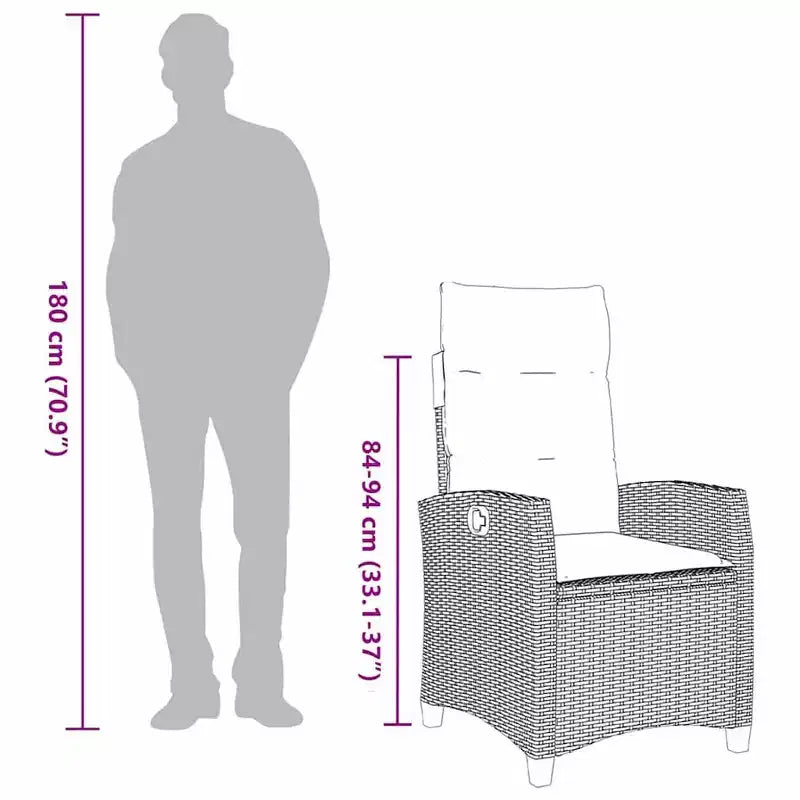 Chaise de jardin inclinable vidaXL en résine tressée avec table d'appoint