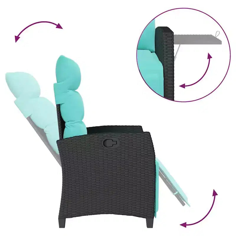 Chaise de jardin inclinable vidaXL en résine tressée avec table d'appoint