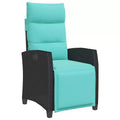 vidaXL Reclining Garden Chair in Poly Rattan with Side Table