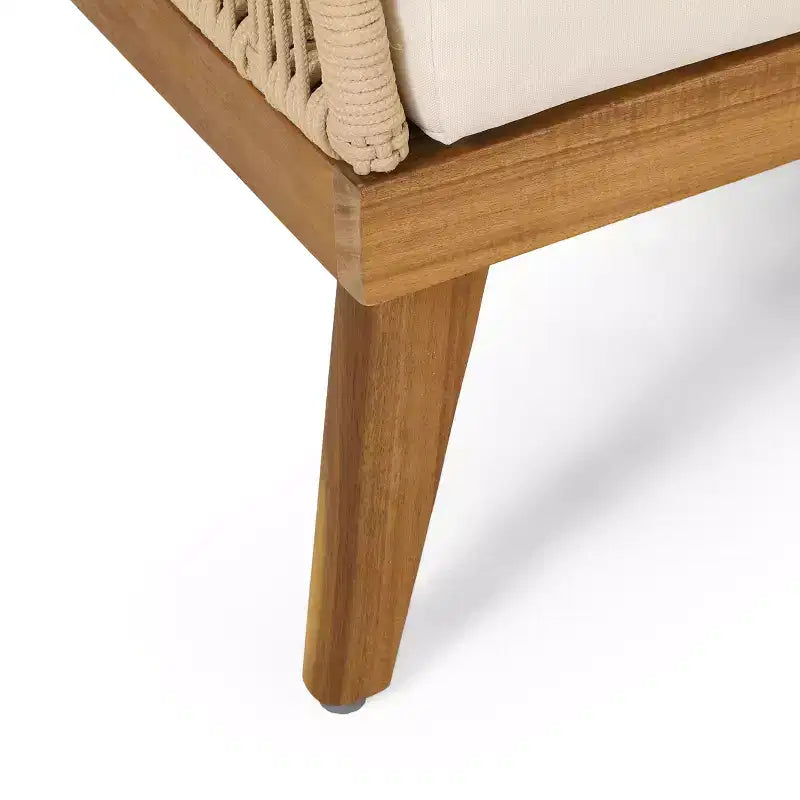 Christopher Knight Home Matthieu Fauteuils de jardin modernes en bois d'acacia avec coussin et détails en corde (lot de 2)