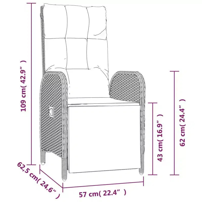 vidaXL Fauteuils Inclinables d'Extérieur avec Coussins