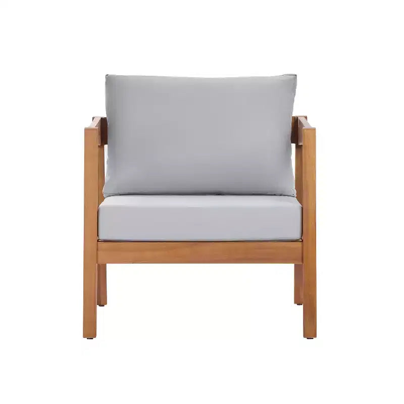 Chaise longue de patio Christopher Knight Home Marine Farmhouse en bois d'acacia et tissu, avec coussin