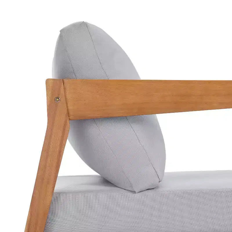 Chaise longue de patio Christopher Knight Home Marine Farmhouse en bois d'acacia et tissu, avec coussin