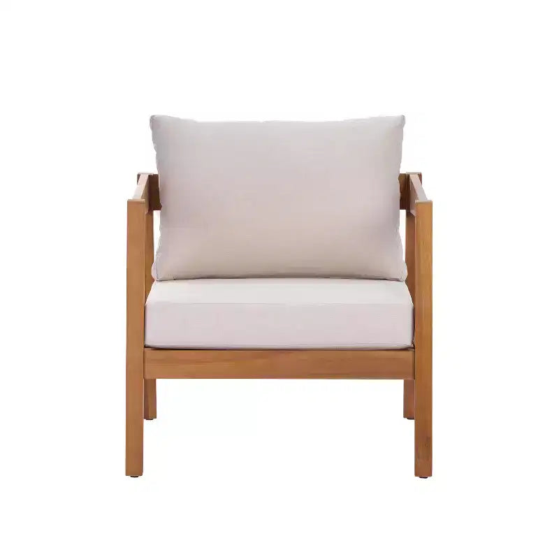 Chaise longue de patio Christopher Knight Home Marine Farmhouse en bois d'acacia et tissu, avec coussin