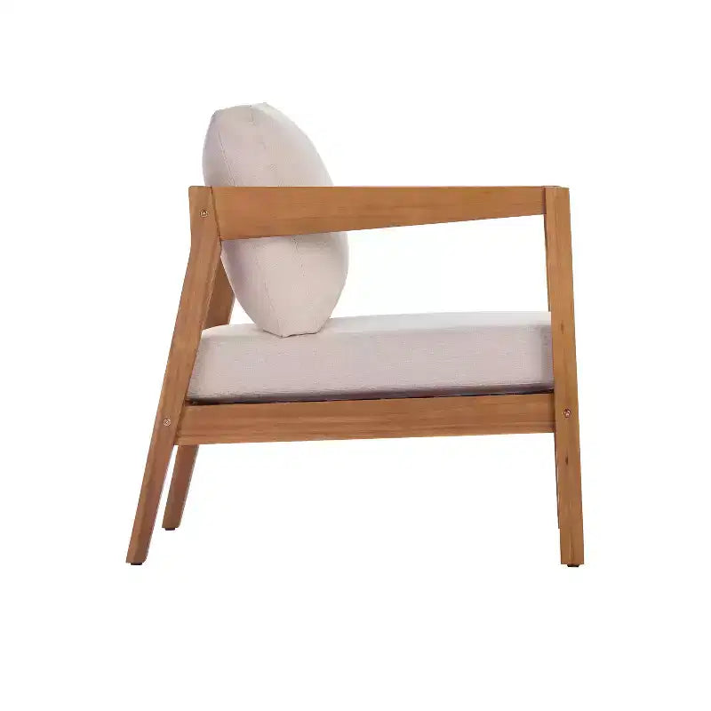 Chaise longue de patio Christopher Knight Home Marine Farmhouse en bois d'acacia et tissu, avec coussin