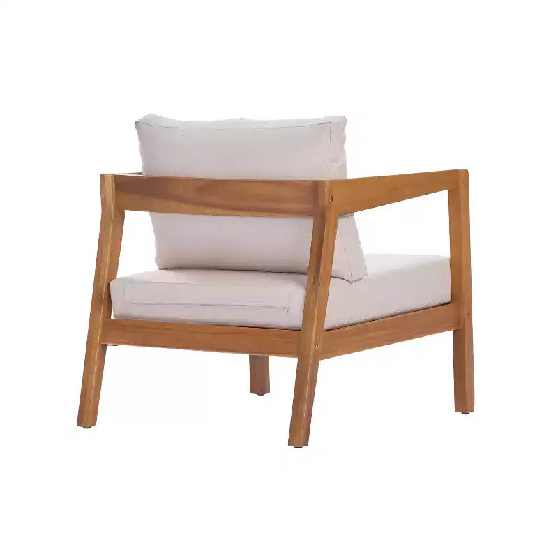 Chaise longue de patio Christopher Knight Home Marine Farmhouse en bois d'acacia et tissu, avec coussin