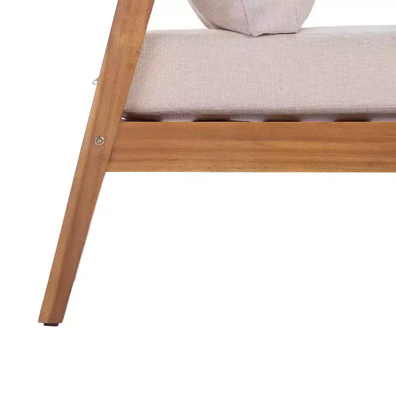 Chaise longue de patio Christopher Knight Home Marine Farmhouse en bois d'acacia et tissu, avec coussin
