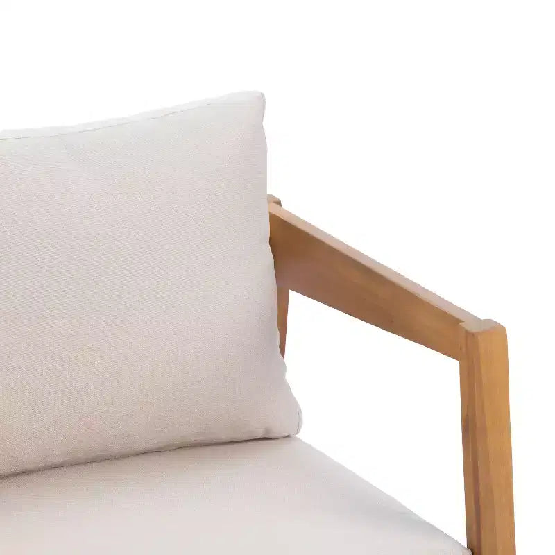 Chaise longue de patio Christopher Knight Home Marine Farmhouse en bois d'acacia et tissu, avec coussin