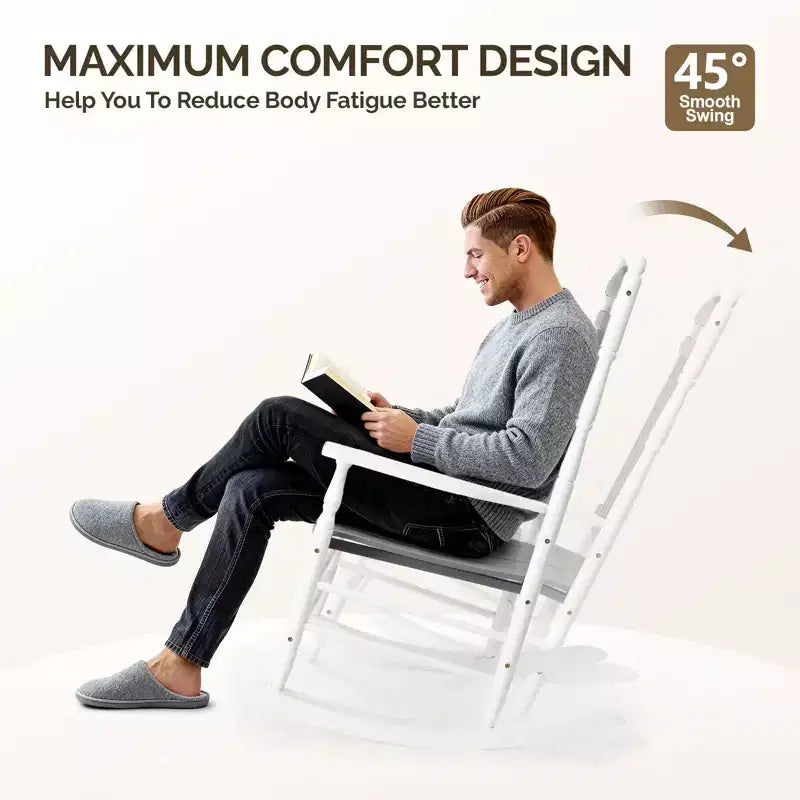Karl Home | Fauteuil à bascule de patio classique en bois massif