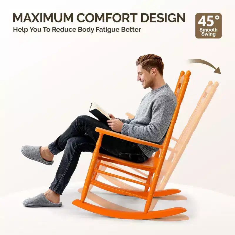 Karl Home | Fauteuil à bascule de patio classique en bois massif